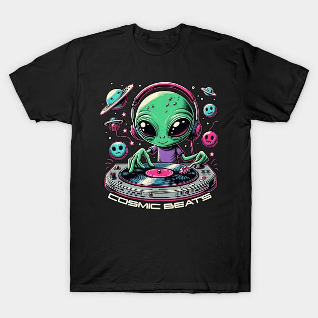 DJ Alien In Space T-Shirt by BeanStiks